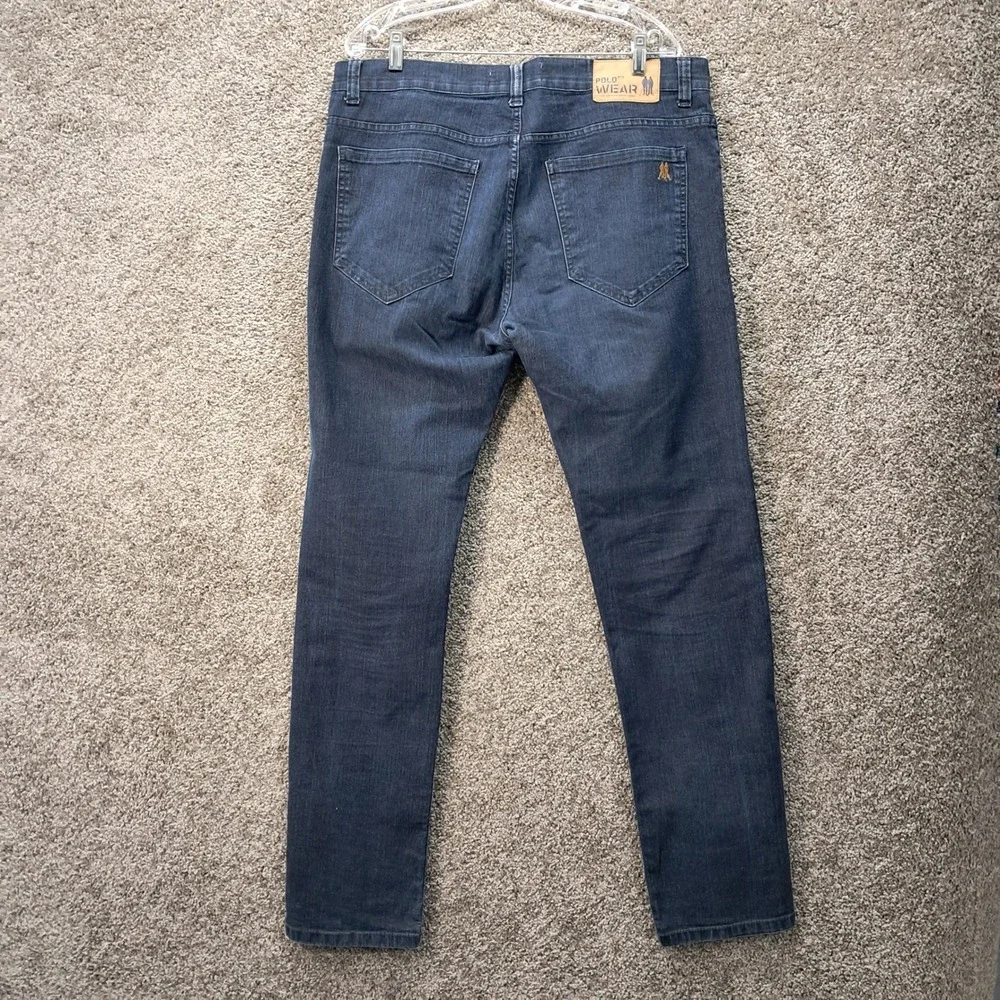 Polo Wear Basic Mens Dark Wash Stretch Denim Jeans Size 46 Indigo Slim Straight